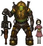  6219168_m big_daddy bioshock gun little_sister lowres pixel_art rivet_gun weapon 