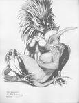  alien asar big_ears black_and_white breasts claws embracing female greyscale james_m_hardiman looking_at_viewer monochrome nude onika sitting treska 