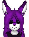  black_clothing canine clothing dani_(daniruu) daniruu ear_piercing eyewear female fox fursona hair long_hair mammal piercing plain_background purple purple_body purple_hair shirt smile sunglasses tank_top white_background white_belly 