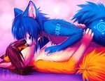  alty blue_fur blue_hair canine eyes_closed falvie female fox hair kissing krystal male nude star_fox straight tattoo video_games 