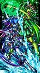  absurdres acid_trip aoki_reika bad_id bad_pixiv_id bike_shorts blue_hair cure_beauty cure_march earrings fang glint green_hair headpiece highres ice jewelry long_hair magical_girl midorikawa_nao multicolored multicolored_eyes multiple_girls ninomae precure shorts shorts_under_skirt skirt smile_precure! surreal very_long_hair 