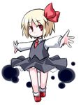  ascot blonde_hair chibi child darkness dress_shirt hair_ribbon kugelschreiber outstretched_arms red_eyes ribbon rumia shirt short_hair skirt skirt_set solo spread_arms touhou vest 
