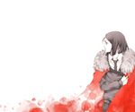  ahoge bob_cut book borrowed_garments cape fate/zero fate_(series) male_focus necktie rabbit19 solo spot_color waver_velvet white_background 