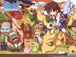  1girl alternate_color artist_request brown_eyes brown_hair chibi dragon monk_(ragnarok_online) monster official_art ragnarok_online short_hair shura_(ragnarok_online) taekwon 