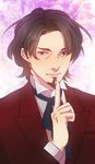  bad_id bad_pixiv_id blue_eyes brown_hair facial_hair fate/zero fate_(series) finger_to_mouth formal goatee jei_(3j3) male_focus solo suit toosaka_tokiomi 