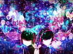  black_hair headphones kagamine_len kagamine_rin mirimo short_hair vocaloid 