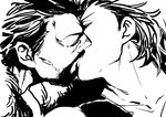  2boys fate/zero fate_(series) fionn_mac_cumhaill greyscale kiss lancer_(fate/zero) monochrome multiple_boys yaoi 