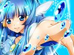  aoki_reika bad_id bad_pixiv_id blue blue_eyes blue_hair bubble choker cure_beauty eyelashes foreshortening hunakosi long_hair magical_girl precure smile smile_precure! snowflakes solo 