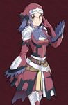  armor belt brown_hair buckle gigginox_(armor) glasses gloves monster_hunter monster_hunter_3_g red_gloves short_hair smile solo yaya_(tempering) yellow_eyes 