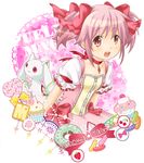  :3 :o bad_id bad_pixiv_id bow candy cherry choker cookie copyright_name cupcake doughnut dress flower food fruit hair_bow heart izumi_kirifu kaname_madoka kyubey lollipop magical_girl mahou_shoujo_madoka_magica neck_ribbon open_mouth pink_eyes pink_hair ribbon rose strawberry twintails 