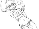  bb_(baalbuddy) breasts casual choker cleavage clothes_writing crop_top cure_peace dutch_angle earrings english flat_chest fuck-me_shirt greyscale groin hair_flaps highleg highleg_panties jewelry kise_yayoi lineart lowleg lowleg_pants meme_attire midriff monochrome navel out_of_character panties pants precure profanity small_breasts smile_precure! solo tank_top thigh_gap underwear v white_background wide_ponytail 