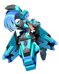  ass blue_eyes blue_hair bodysuit cosmic_break lily_rain mecha_musume solo wakaba 