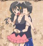  bare_shoulders black_hair blush couple dress eyes_closed hair_ornament hair_pin hairpin hikari_(pokemon) hug hug_from_behind kiss kouki_(pokemon) long_hair pokemon suprised surprised watch 