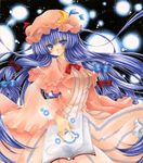  blush book bow breasts capelet danmaku hair_bow hat large_breasts long_hair looking_at_viewer marker_(medium) patchouli_knowledge purple_eyes purple_hair rano_(u_rano) solo touhou traditional_media very_long_hair 