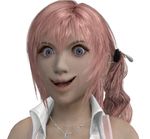  3d blue_hair creepy final_fantasy final_fantasy_xiii jewelry long_hair necklace pink_hair serah_farron smile solo tagme what 