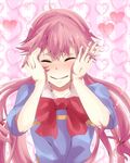  1girl blush eyes_closed gasai_yuno heart mirai_nikki pink_hair school_uniform shiromiso0823 