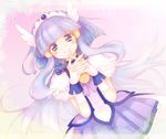  aoki_reika bad_id bad_pixiv_id blue blue_eyes blue_hair blue_skirt choker cure_beauty hair_tubes hands_clasped head_wings kakaoken long_hair magical_girl own_hands_together pink_background precure sidelocks skirt smile smile_precure! solo tiara 