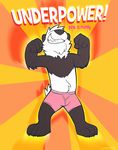 barefoot bear clothed clothing english_text half-dressed male mammal panda solo super-tuler tairu text topless underwear 