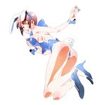  animal_ears ass bare_legs between_fingers blush body_blush breasts brown_hair bunny_ears bunny_tail bunnysuit copyright_request crossed_legs dice fake_animal_ears from_behind full_body green_eyes holding legs_folded looking_back medium_breasts niko_(tama) nipples open_mouth see-through shoes short_hair simple_background solo tail white_background wrist_cuffs 