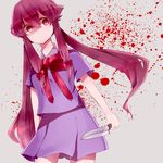  1girl blood gasai_yuno knife mirai_nikki pink_hair s-ana school_uniform twintails 