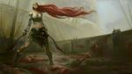  blood green_eyes league_of_legends long_hair red_hair sword weapon 