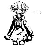  braille detached_sleeves dress greyscale monochrome original pas_(paxiti) pilo short_hair solo 