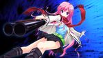  game_cg gun long_hair makita_maki mukougaoka_kana pink_hair purple_eyes scarf shinigami_no_testament skirt weapon 