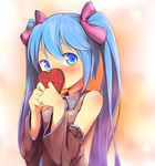  aqua_eyes aqua_hair bare_shoulders blush chocolate chocolate_heart detached_sleeves hatsune_miku heart long_hair looking_at_viewer magenta_(atyana) necktie solo twintails vocaloid 