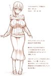  bad_id bad_pixiv_id blush breasts choker covered_nipples earrings glasses jewelry kanzaki_muyu large_breasts monochrome original ponytail ribbed_sweater sandals skirt sleeves_past_wrists smile solo sweater translated 