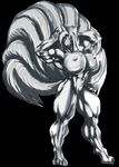  anthro b9tribeca biceps big_breasts breasts canine female flexing fox kitsune mammal multiple_tails muscles muscular_female nipples nude pose pussy solo 