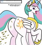  arthropod b.sting bee bee_sting bsting butt celestia_(mlp) crown cutie_mark english_text equine female feral friendship_is_magic hair horn insect mammal my_little_pony princess_celestia_(mlp) raised_tail red text winged_unicorn wings 