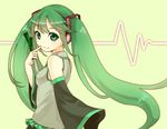  bad_id bad_pixiv_id detached_sleeves finger_to_face green_eyes green_hair hatsune_miku kamogonn long_hair smile solo spring_onion twintails very_long_hair vocaloid 