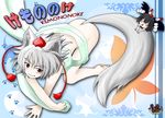  animal_ears bad_id bad_pixiv_id black_hair brown_eyes hat inubashiri_momiji multiple_girls nude shameimaru_aya short_hair silver_hair t_souga tail tokin_hat touhou wings wolf_ears wolf_tail 