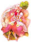  boots dress estellise_sidos_heurassein flower gloves green_eyes hair_flower hair_ornament heart knee_boots ouri pink pink_dress pink_hair sitting smile tales_of_(series) tales_of_vesperia tree 