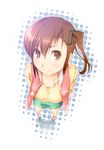  bad_id bad_pixiv_id brown_eyes brown_hair from_above futami_mami halftone halftone_background iamlsk idolmaster idolmaster_(classic) idolmaster_2 long_hair perspective side_ponytail solo 