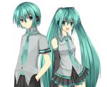  1girl bad_id bad_pixiv_id color_connection genderswap genderswap_(ftm) green_hair hatsune_miku hatsune_mikuo long_hair niboss very_long_hair vocaloid 