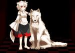  animal_ears bad_id bad_pixiv_id barefoot detached_sleeves inubashiri_momiji red_eyes short_hair solo tail touhou white_hair wk_(low-f) wolf wolf_ears wolf_tail 