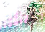  boots closed_eyes elbow_gloves gloves green_hair hatsune_miku long_hair musical_note open_mouth solo sonjow4 thighhighs vocaloid 