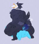 absurd_res anal anthro avian big_butt bird black_body black_feathers blue_body blue_skin butler butt claws crouching darkner darkriallet deep_rimming deltarune duo eyewear face_in_ass feathers hi_res human human_on_anthro interspecies kris_(deltarune) male male/male mammal muscular muscular_male musk musk_clouds oral power_bottom rimming rimming_male sex size_difference small_top_big_bottom sunglasses swatch_(deltarune) swatchling tail undertale_(series)