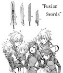  bad_id bad_pixiv_id brothers comparison everyone final_fantasy final_fantasy_vii final_fantasy_vii_advent_children first_ken fusion_swords greyscale male_focus monochrome multiple_boys number personification shinzui_(fantasysky7) siblings sword twins weapon 