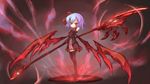  alternate_costume bad_id bad_pixiv_id blue_hair cicin elbow_gloves gloves necktie red_eyes remilia_scarlet short_hair solo spear_the_gungnir thighhighs touhou wings 
