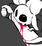 ambiguous_gender bite blood bodily_fluids creepy duo elemental_creature flora_fauna flower flower_creature flowey_the_flower human looking_at_viewer mammal plant poacsan_u simple_background undertale undertale_(series) wrapped_around_arm