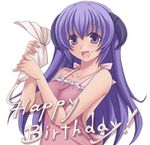  apron bad_id bad_pixiv_id hanyuu happy_birthday hasu_(hk_works) higurashi_no_naku_koro_ni horns icing long_hair naked_apron pastry_bag purple_eyes purple_hair solo 