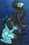 anal anthro avian big_butt bird black_body black_feathers blue_body bodily_fluids butler butt cum cum_drip deltarune dripping duo eyewear feathers femboy genital_fluids hi_res human human_on_anthro interspecies kris_(deltarune) male male/male mammal muscular muscular_anthro muscular_male oral parasitedeath rimming rimming_male sex size_difference small_top_big_bottom sunglasses swatch_(deltarune) swatchling undertale_(series)