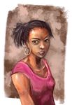  bad_id bad_pixiv_id black_hair brown_eyes dark_skin dot_heit earrings jewelry left_4_dead left_4_dead_2 rochelle_(left4dead) solo 