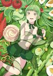  ataru_(ataru_squall) bad_id bad_pixiv_id blush breasts broccoli carrot choker cleavage food green green_eyes green_hair long_hair open_mouth original ribbon ribbon_choker small_breasts solo tears tomato topless twintails vegetable 