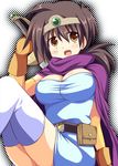  akane_souichi bad_id bad_pixiv_id bag belt breasts brown_eyes brown_hair cape circlet cleavage dragon_quest dragon_quest_iii gloves handbag large_breasts legs long_hair long_legs roto shirt solo sword taut_clothes taut_shirt thighhighs thighs weapon zettai_ryouiki 