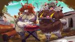 age_difference american_flag anthro bikini breasts brown_body brown_fur bubba_(kehitaro) catherine_dousewood_(ms) claws clothing cooking delphox duo eating eating_food female female/female fur game_freak generation_1_pokemon generation_6_pokemon generation_8_pokemon grey_body grey_fur grey_hair hair hi_res humanoid junkyard metrogates_(on_discord) nintendo older_female one-piece_swimsuit overweight paradox_delphox pokemon pokemon_(species) pokemorph red_hair redneck sagging_breasts sling_bikini slowpoke stretch_marks swimwear toe_claws trailer_park two-piece_swimsuit united_states_of_america ursaluna