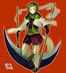 bad_id bad_pixiv_id copyright_request gloves green_hair kawwa scarf scythe solo weapon 