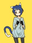  animal_ears blue_hair copyright_request gloves pantyhose shimura_nobuo short_hair solo tail 